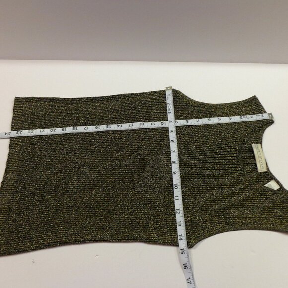 Valerie Stevens Women's Gold‎ Black Sleeveless Silk Crew Neck Stretch Top Size S - Picture 4 of 6